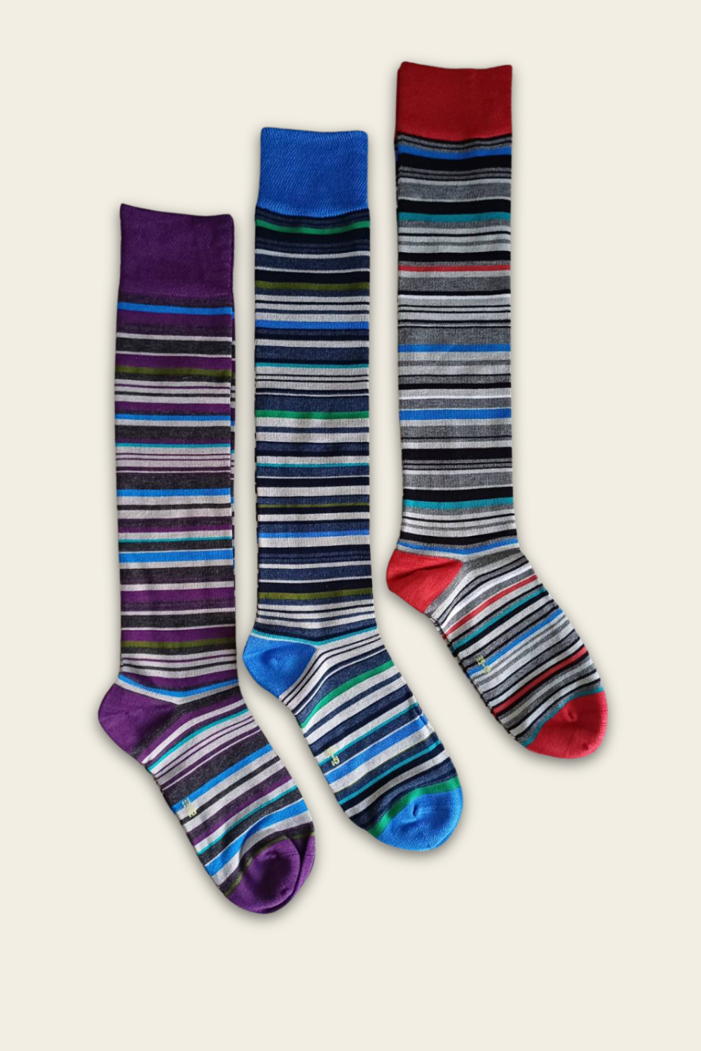 Chaussettes colorées sans coutures de hauteur genou en bambou – 3 paires