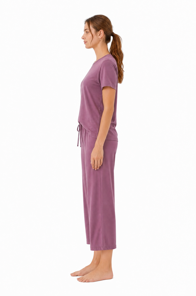 Bambus-Pyjama mit kurzen Ärmeln und Caprihose