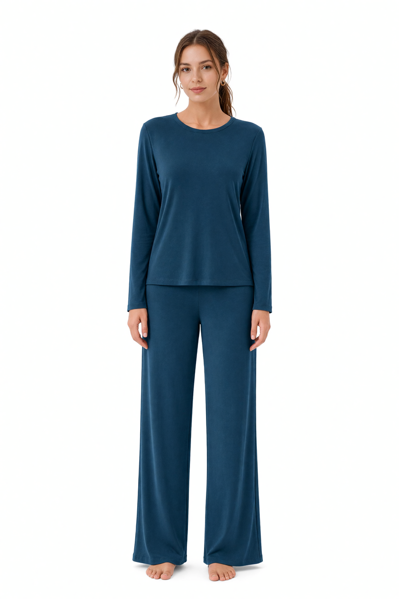 Pyjama long en bambou et coton plus épais